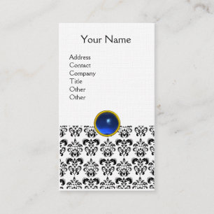 Cartão De Visita DAMASK MONOGRAM - linha azul gem