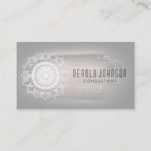 Cartão De Visita Damask Swirl White Cinza Watercolor Vintage