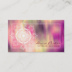 Cartão De Visita Damask Watercolor Mandala Elegante Vintage