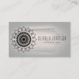 Cartão De Visita Damask Watercolor Swirl Vintage Cinza
