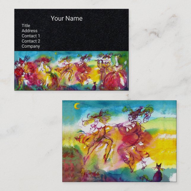 Cartão De Visita Dança de Mascarada da NOITE CARNIVAL, Papel Preto  (Frente/Verso)