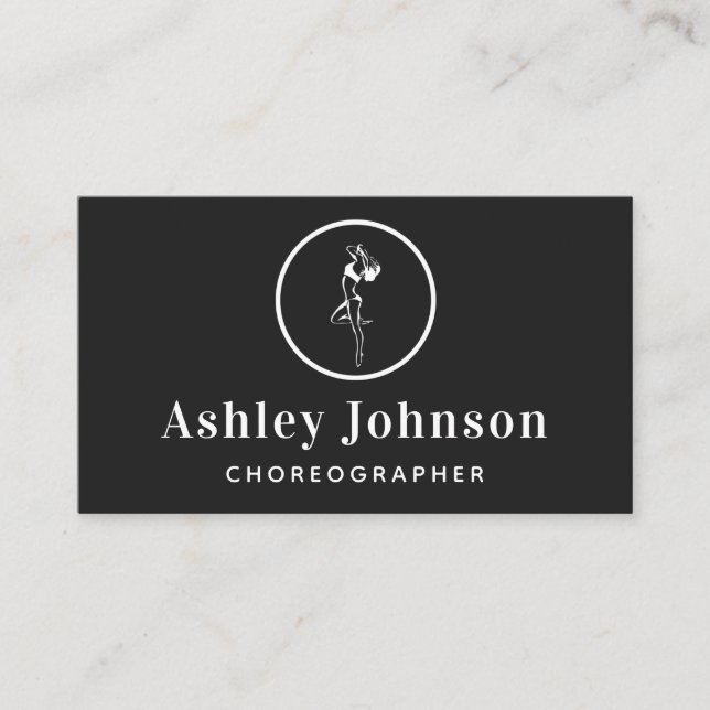 Cartão De Visita Dançarina feminina Silhouette Elegante Choreógrafa (Frente)