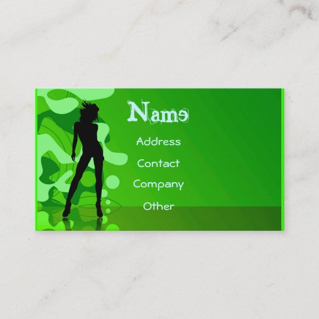 Cartão De Visita Dançarino no verde (Frente)