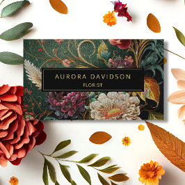 Cartão De Visita Dark Bloom Watercolor - Marinha Verde