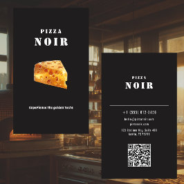 Cartão De Visita Dark Charcoal Pizza Restaurant Golden Cheese Shop
