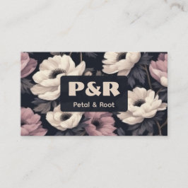 Cartão De Visita Dark Floral Anemone Florist Business Card