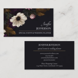 Cartão De Visita Dark Floral event wedding planner