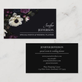 Cartão De Visita Dark Floral event wedding planner