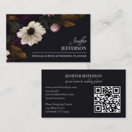 Cartão De Visita Dark Floral event wedding planner