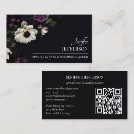 Cartão De Visita Dark Floral event wedding planner