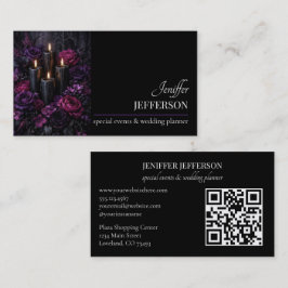 Cartão De Visita Dark Floral event wedding planner