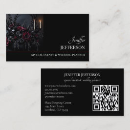 Cartão De Visita Dark Floral event wedding planner