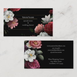 Cartão De Visita Dark Floral event wedding planner
