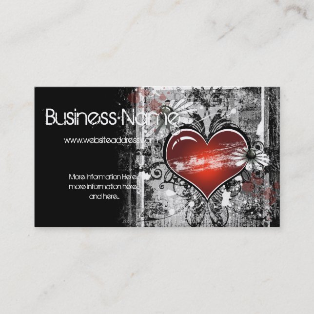Cartão De Visita Dark Grunge Love Heart Design (Frente)