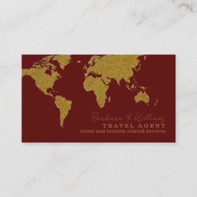 Cartão De Visita Dark Red Contact Card for travel agents (Frente)