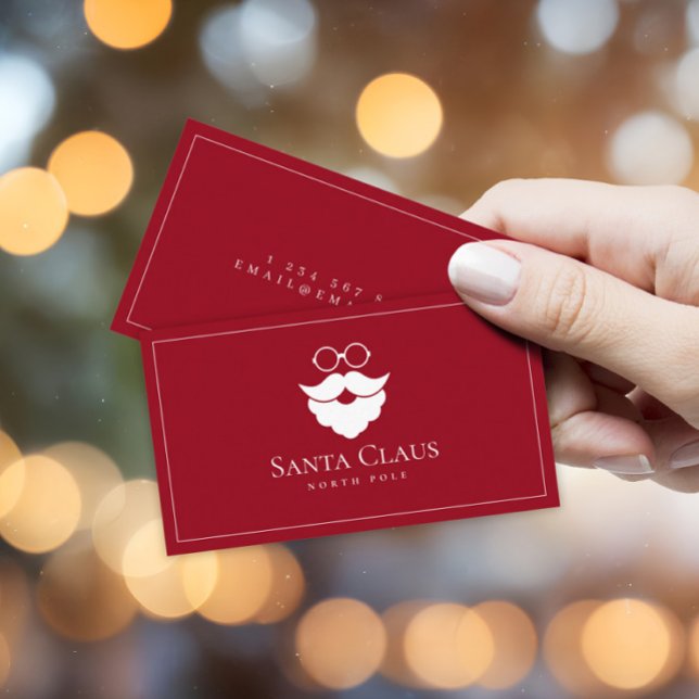 Cartão De Visita Dark Red Santa Claus Logo North Pole Custom (Criador carregado)
