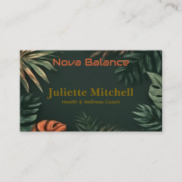 Cartão De Visita Dark Teal Tropical Elegant Wellness Business Card