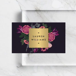 Cartão De Visita Dark Vintage Modern Floral Motif Luxe Designer II