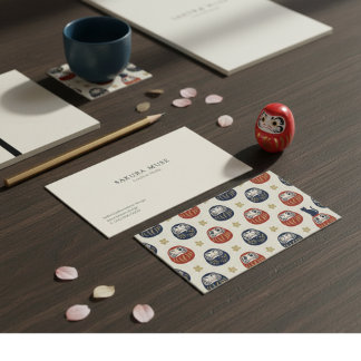 Cartão De Visita Daruma & Hidden Cat Business Cards