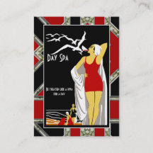 Cartão de Visita Day Spa Salão de Beleza Diva retr