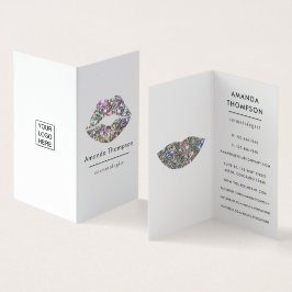 Cartão De Visita Dazzling Faux Glitter Lábios Makeup Artist Busines