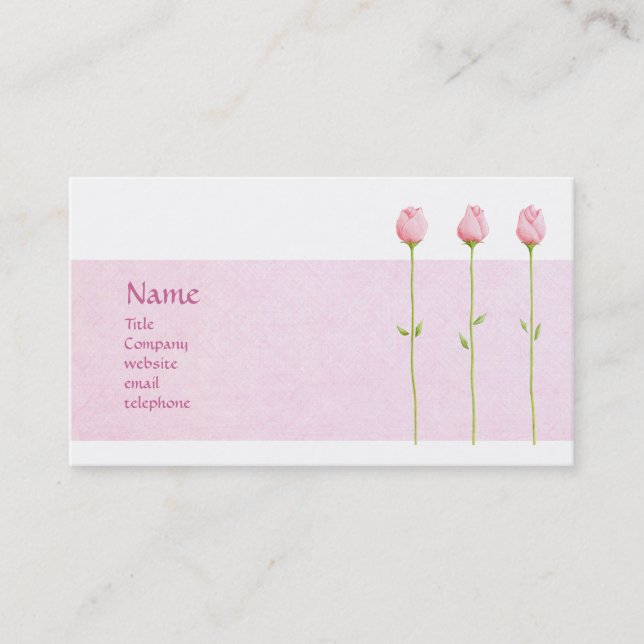 Cartão de visita de 3 Rosebuds Rosa (Frente)