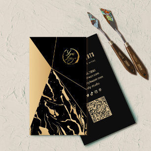 cartão de visita de abstrato preto e Dourado artis