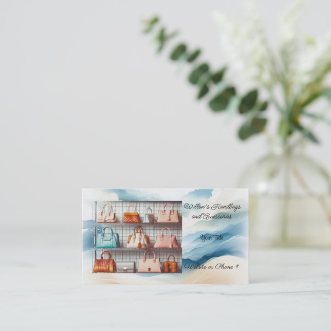 Cartão de visita de Acessórios de bolsas do Design (Em pé/Frente)