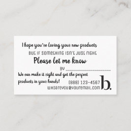 Cartão de visita de acompanhamento