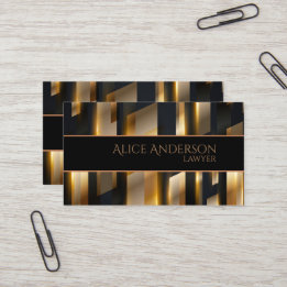 Cartão de visita de advogado elegante de ouro negr