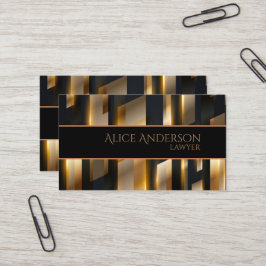 Cartão de visita de advogado elegante de ouro negr