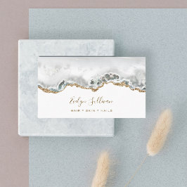 Cartão de visita de Agate branco e Dourado