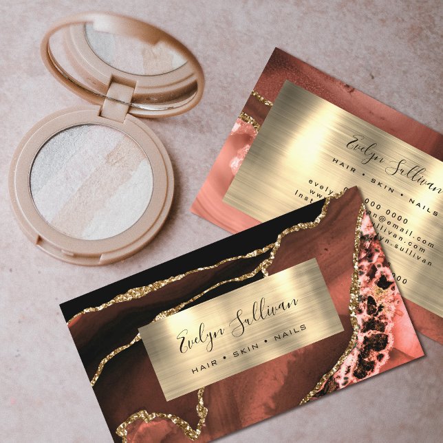 Cartão de visita de Agate de Folha de Ouro Castanh (Criador carregado)