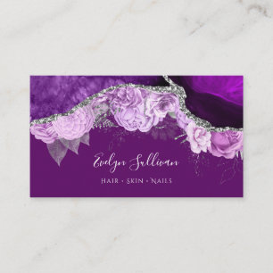 cartão de visita de agate floral roxo