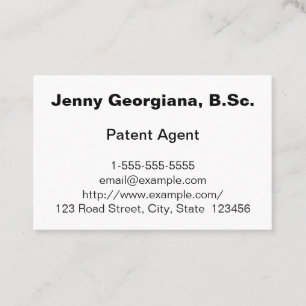 Cartão de visita de Agente de Patente Simples e Mi