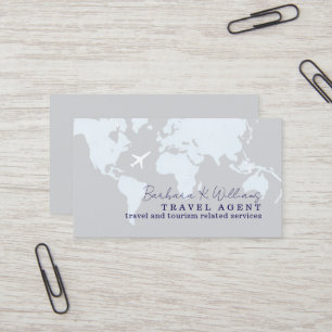 Cartão de Visita de Agente de Viagens Com Mapa