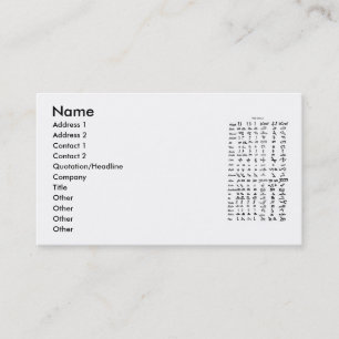 Cartão de visita de Alfabeto da Antiga Síria