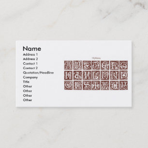 cartão de visita de alfabeto do século XVI