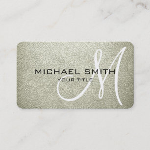 Cartão de visita de aparência do couro bege monogr