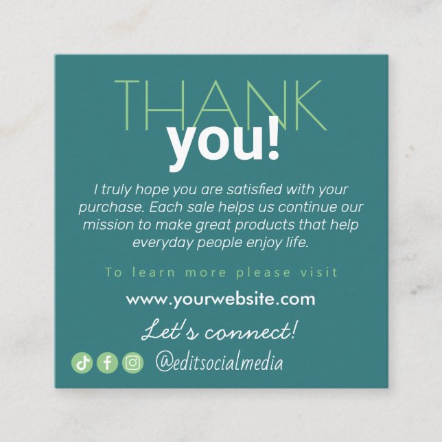 Cartão de visita de Apreciação do Cliente (Frente)