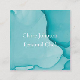 Cartão de visita de Aquarela Azul Moderno