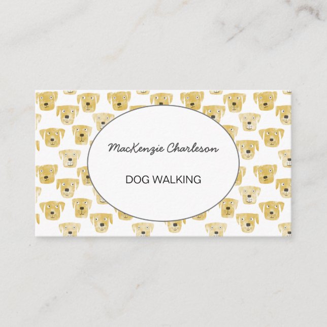 Cartão de visita de Aquarela Cachorro Andando (Frente)