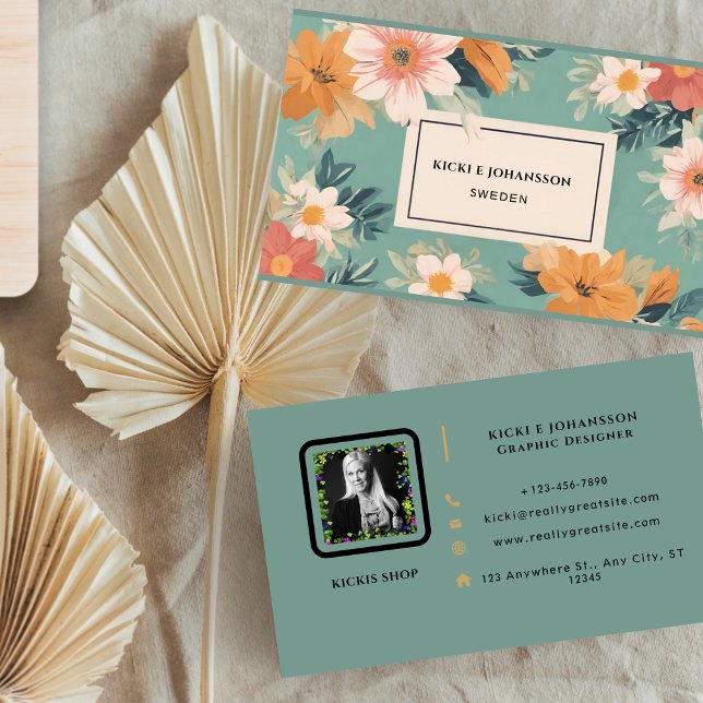 Cartão de visita de Aquarela Elegante de Flores (Flowers Elegant Watercolor Business Card)