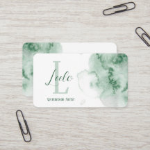 Cartão de visita de Aquarela Verde