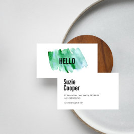 Cartão de visita de Aquarela Verde Moderna Profiss