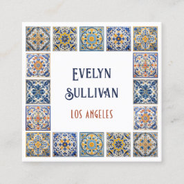 Cartão de visita de armação de azulejos mediterrân