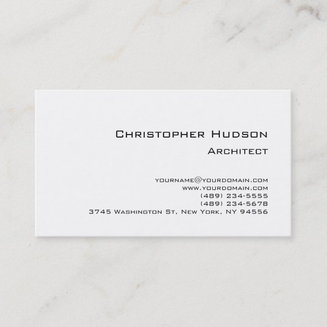 Cartão de visita de arquiteto simples branco preto (Frente)