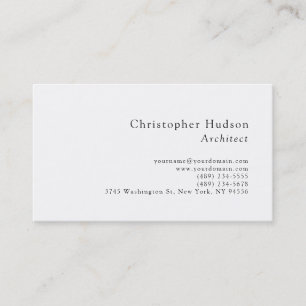 Cartão de visita de arquiteto simples branco preto