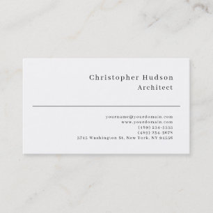 Cartão de visita de arquiteto simples branco preto