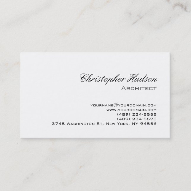 Cartão de visita de arquiteto simples branco preto (Frente)